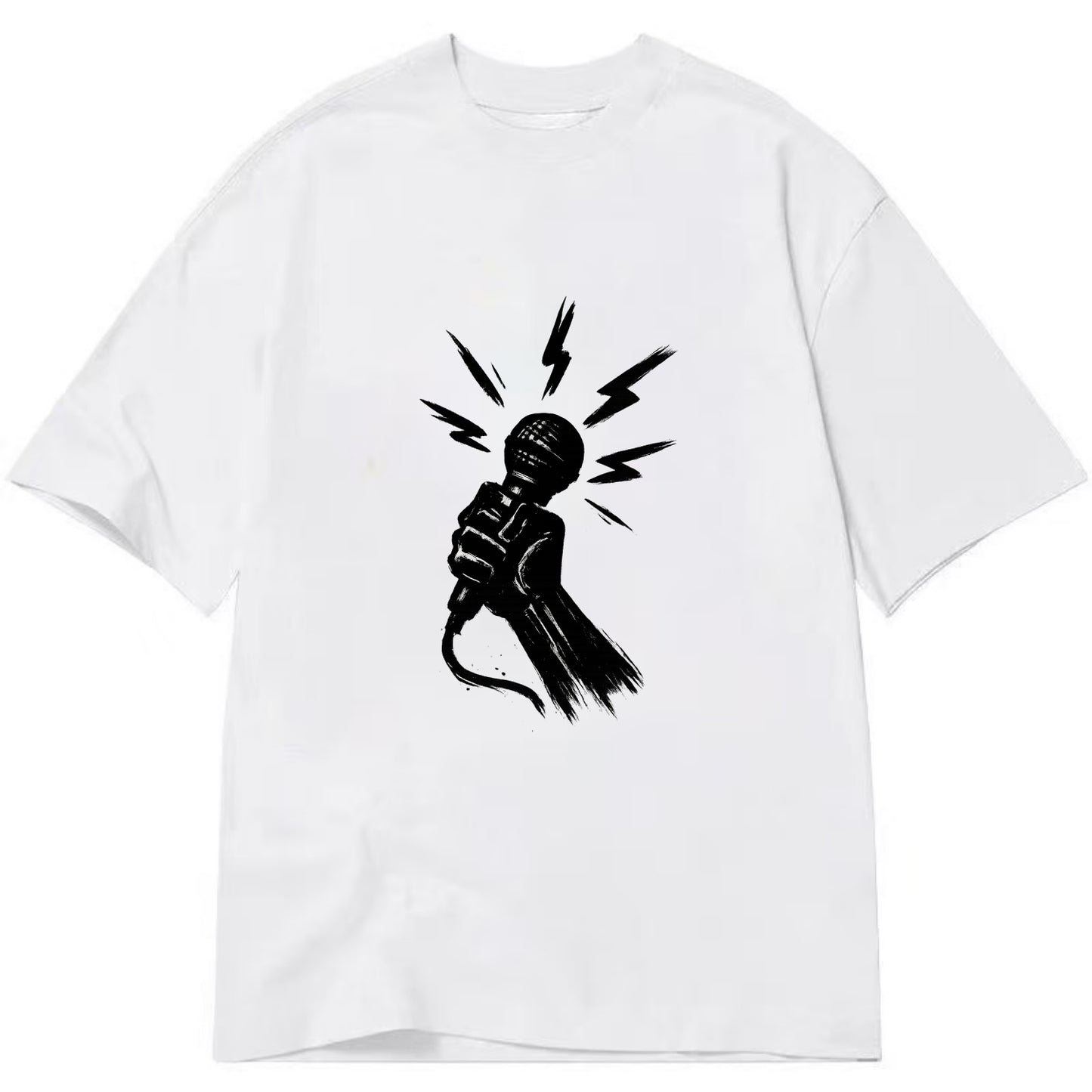 Microphone with sound waves - freedom of speech ink art - Classic T-shirt - White