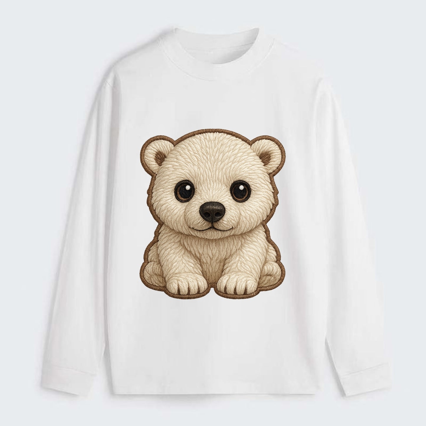 Baby Polar Bear Cub - white fluffy, black nose, dark curious eyes, - Classic Long Sleeve Shirt - White