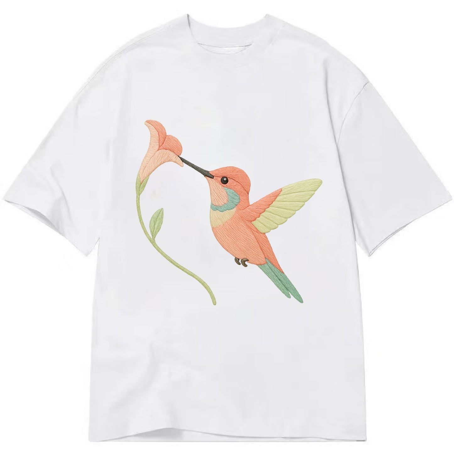 Coral Hummingbird - Classic T-shirt - White