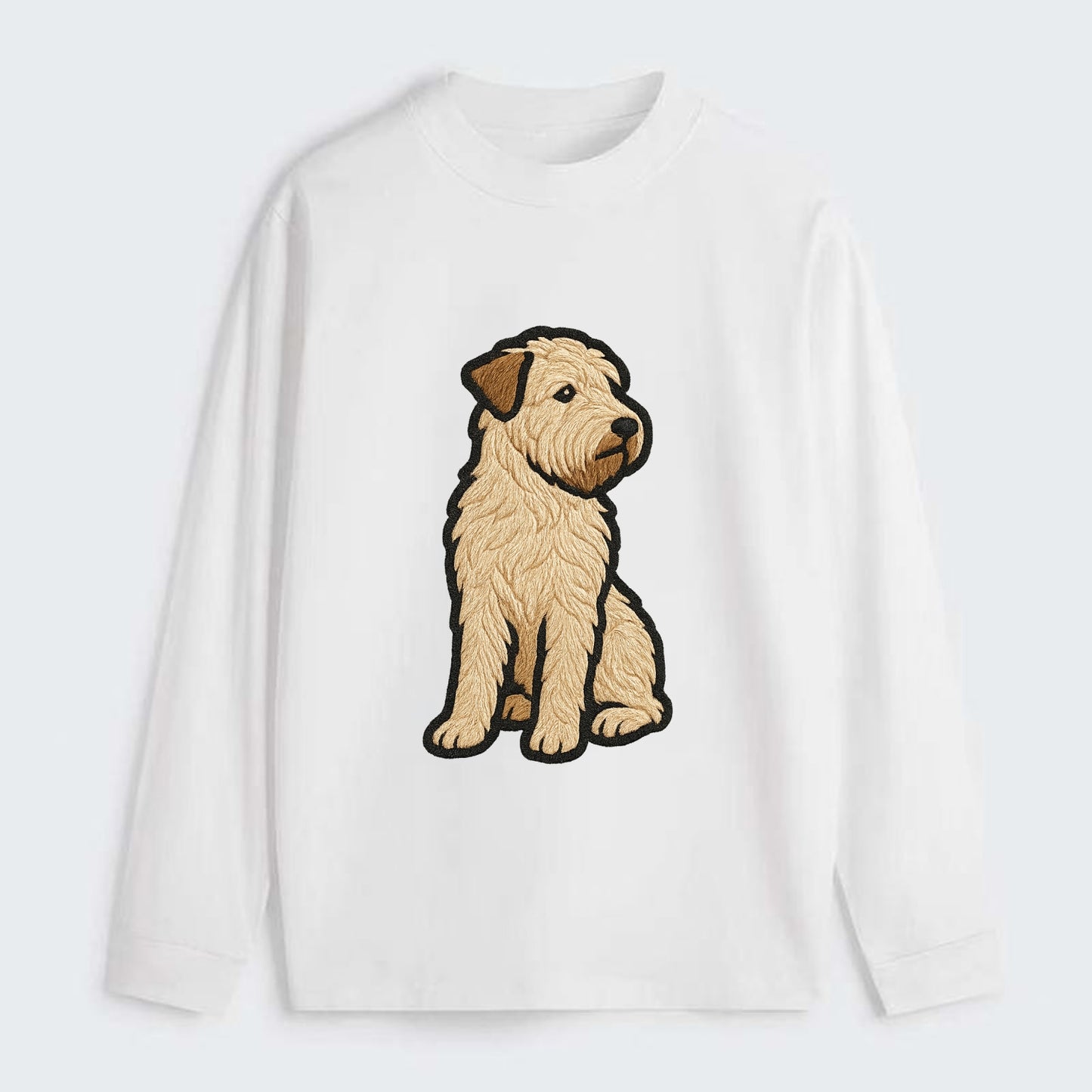 Soft Coated Wheaten Terrier - Light tan flowing coat embroidered pose - Classic Long Sleeve Shirt - White