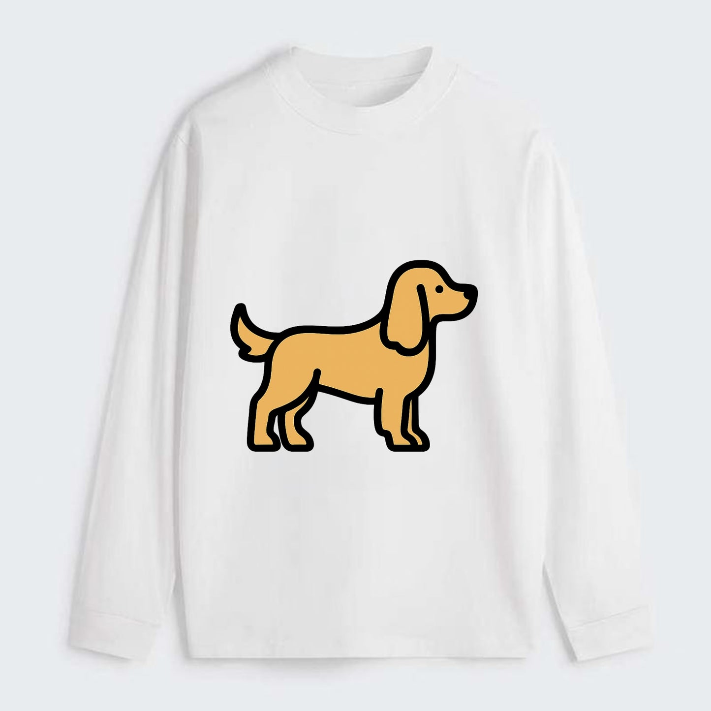 Cocker Spaniel - Golden colored flat side profile - Classic Long Sleeve Shirt - White