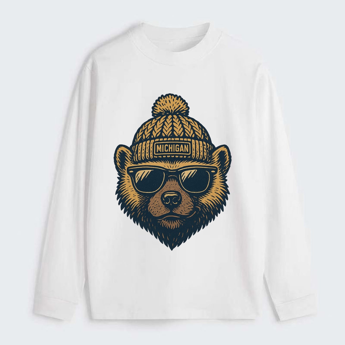 Ann Arbor Wolverine wearing Michigan bea - Classic Long Sleeve Shirt - White
