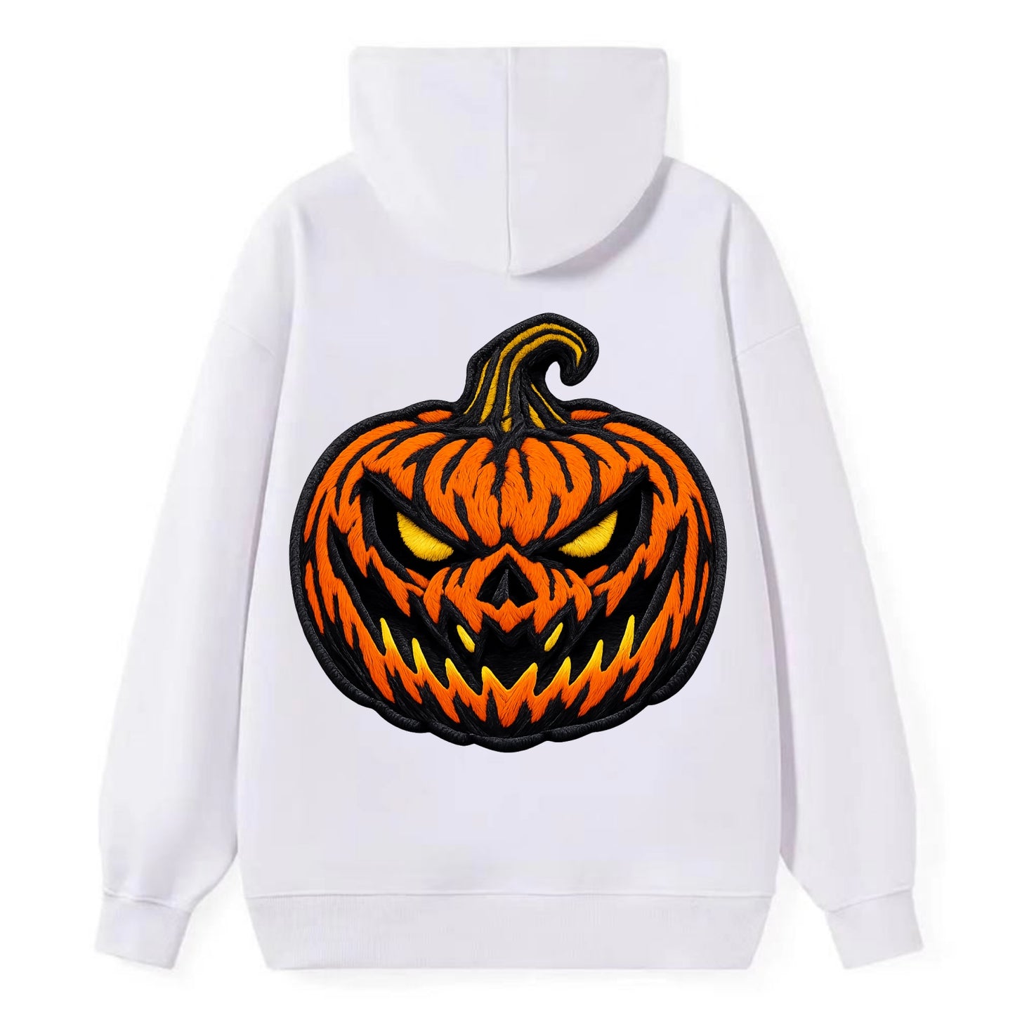 HALLOWEEN PUMPKIN - jack o lantern in orange and black , spooky - Classic Pullover Hoodie - White