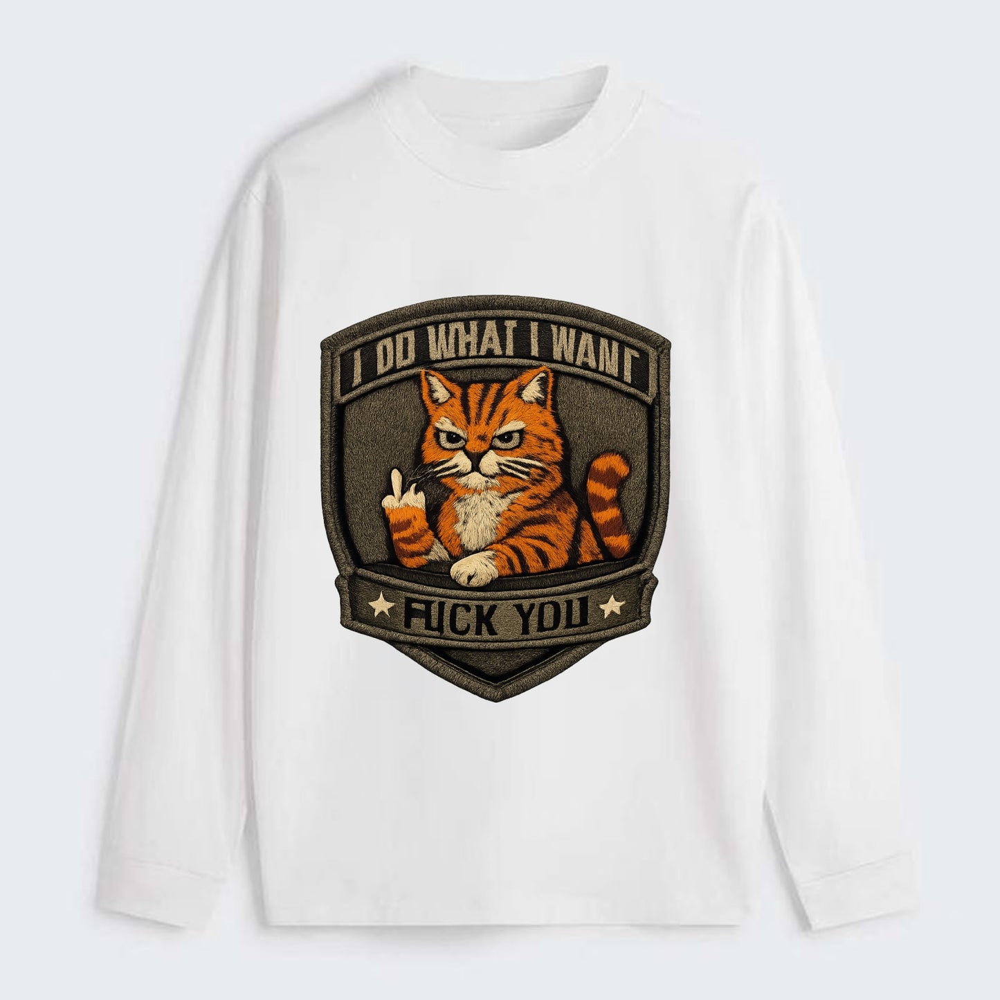 I DO WHAT I WANT CAT - sassy cat in orange , feline attitude - Classic Long Sleeve Shirt - White
