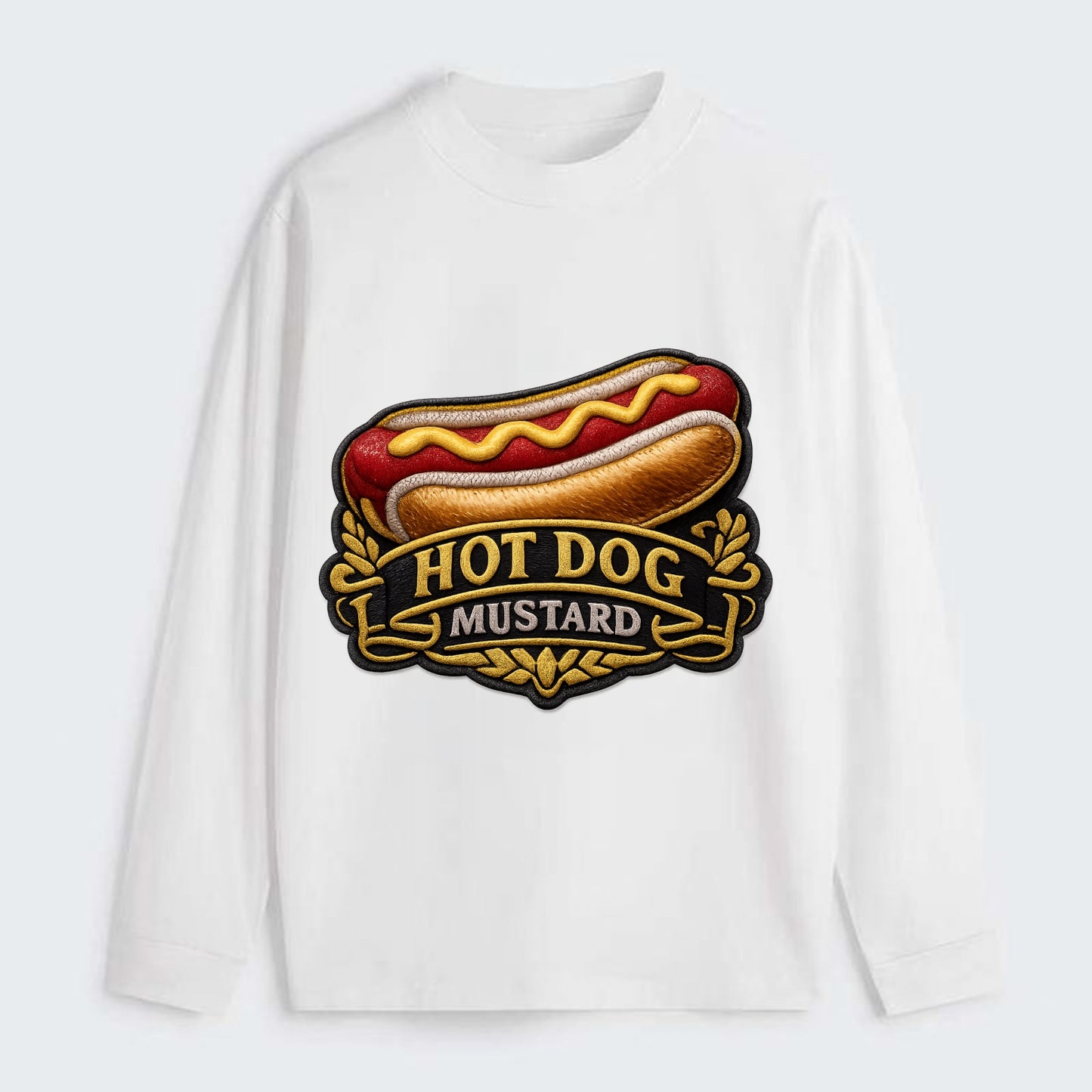 HOT DOG MUSTARD - classic hot dog in tan yellow red , ballpark food - Classic Long Sleeve Shirt - White