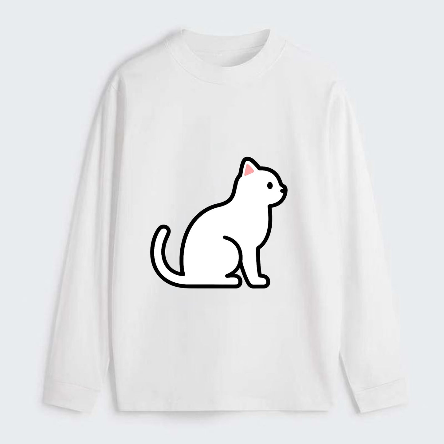 Domestic Shorthair - White classic flat side profile - Classic Long Sleeve Shirt - White