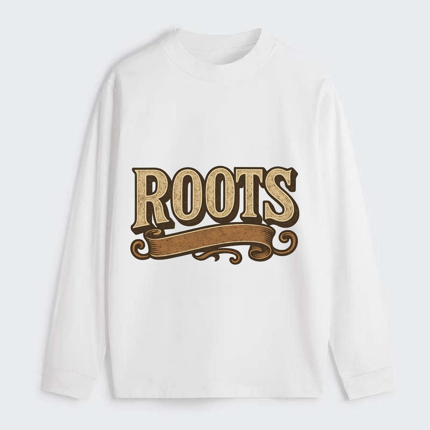 Bold typography design - "ROOTS" - where you come from, heritage - Classic Long Sleeve Shirt - White