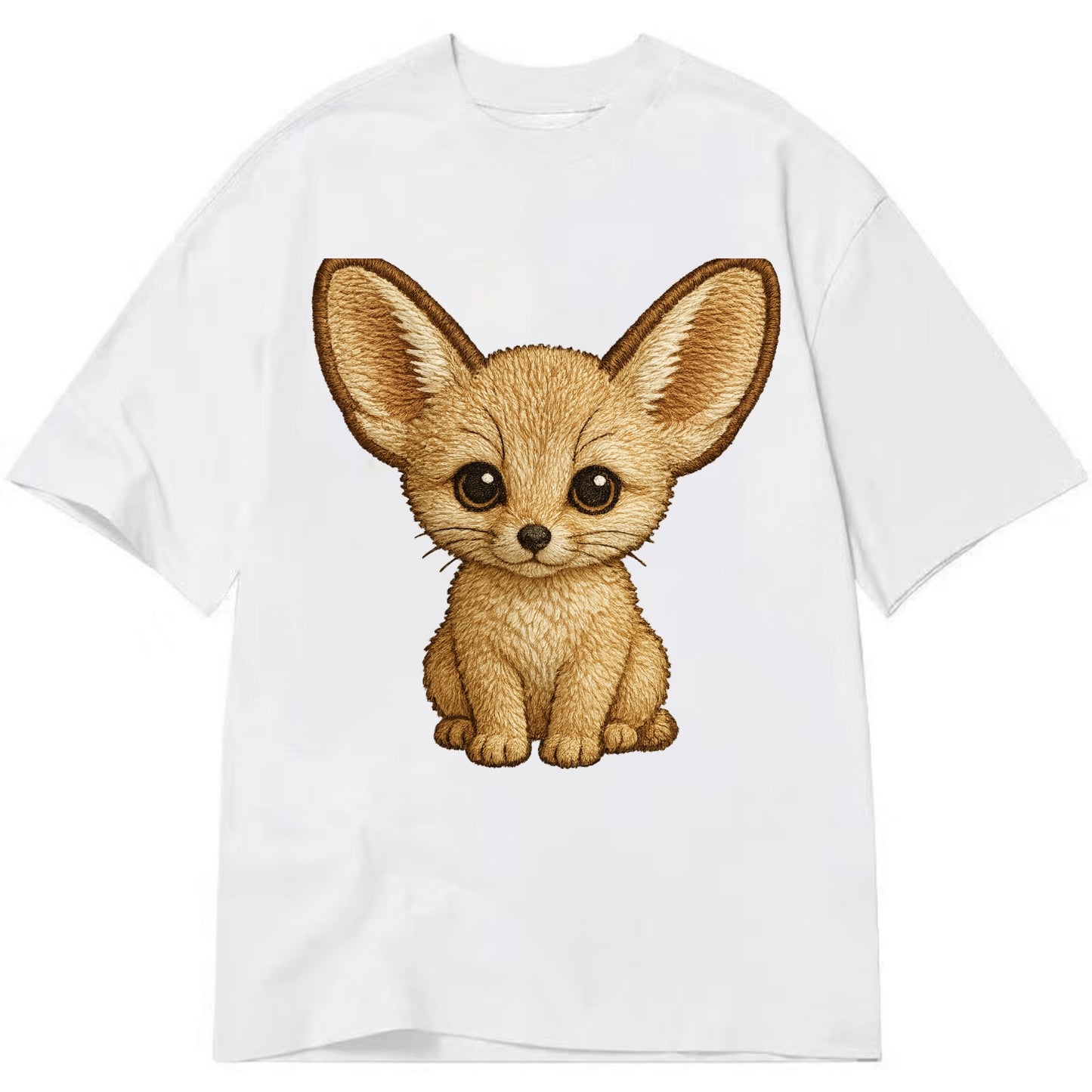 Baby Fennec Fox - huge ears, cream fur, large dark eyes, front-facing, desert baby - Classic T-shirt - White