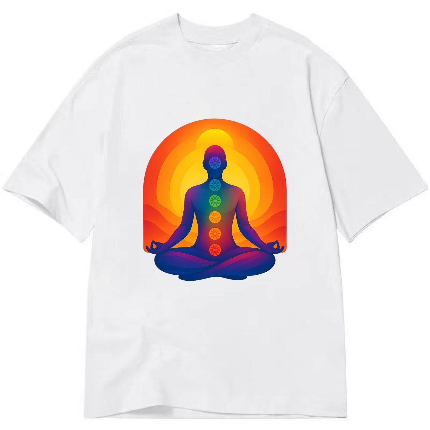 Sunset Meditation - Figure in lotus pose Classic T-shirt - White