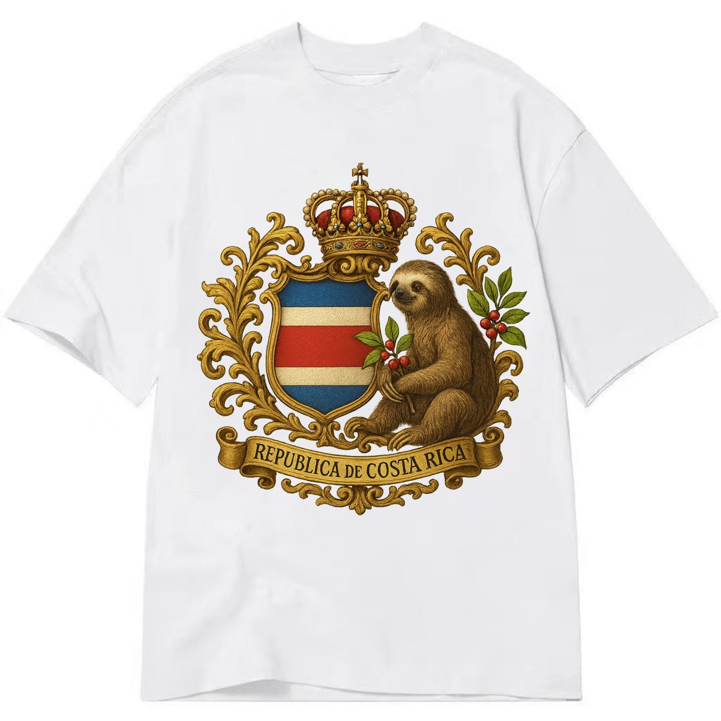 Costa Rica Sloth Emblem - Classic T-shirt - White