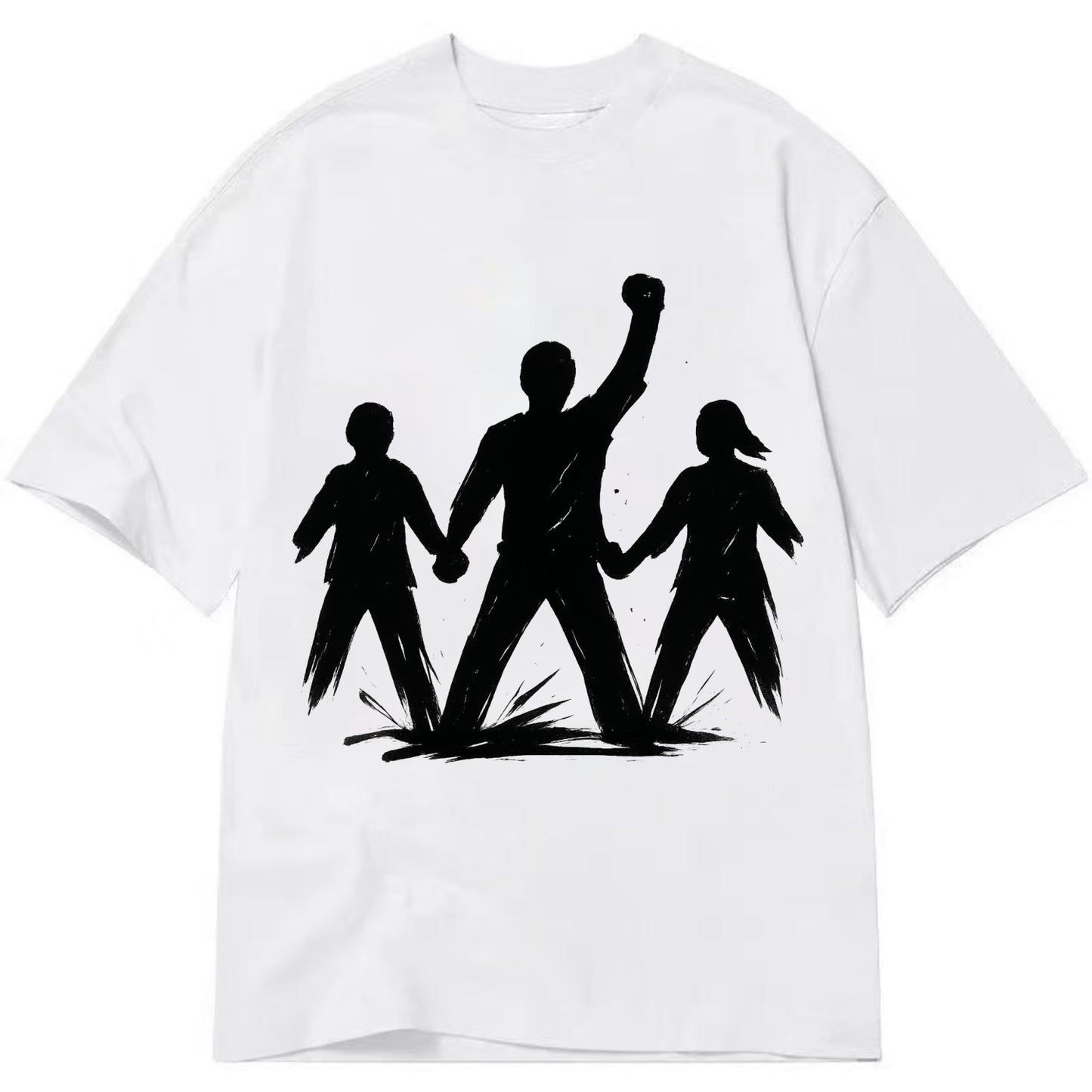 Human chain formation - unity and protection ink brushwork - Classic T-shirt - White