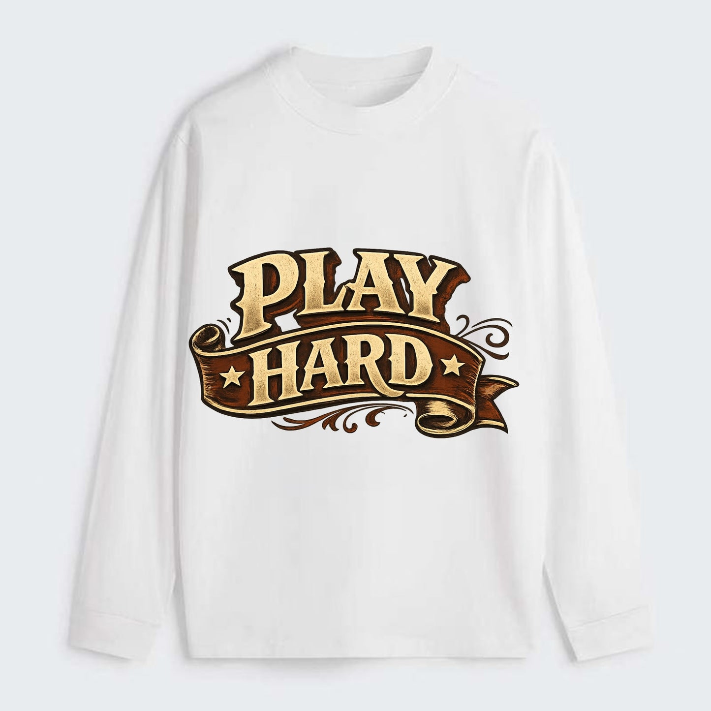 Bold typography design - "PLAY HARD" - giving your all, full effort - Classic Long Sleeve Shirt - White