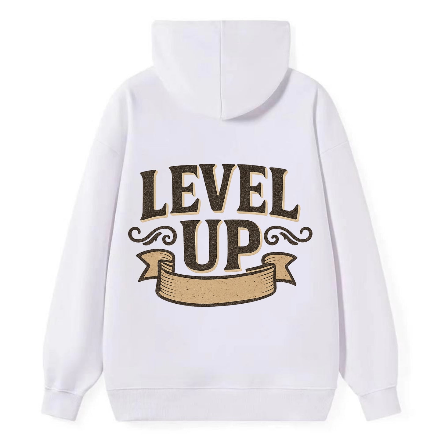 Bold typography design - "LEVEL UP" - improving, advancing, growing - Classic Pullover Hoodie - White