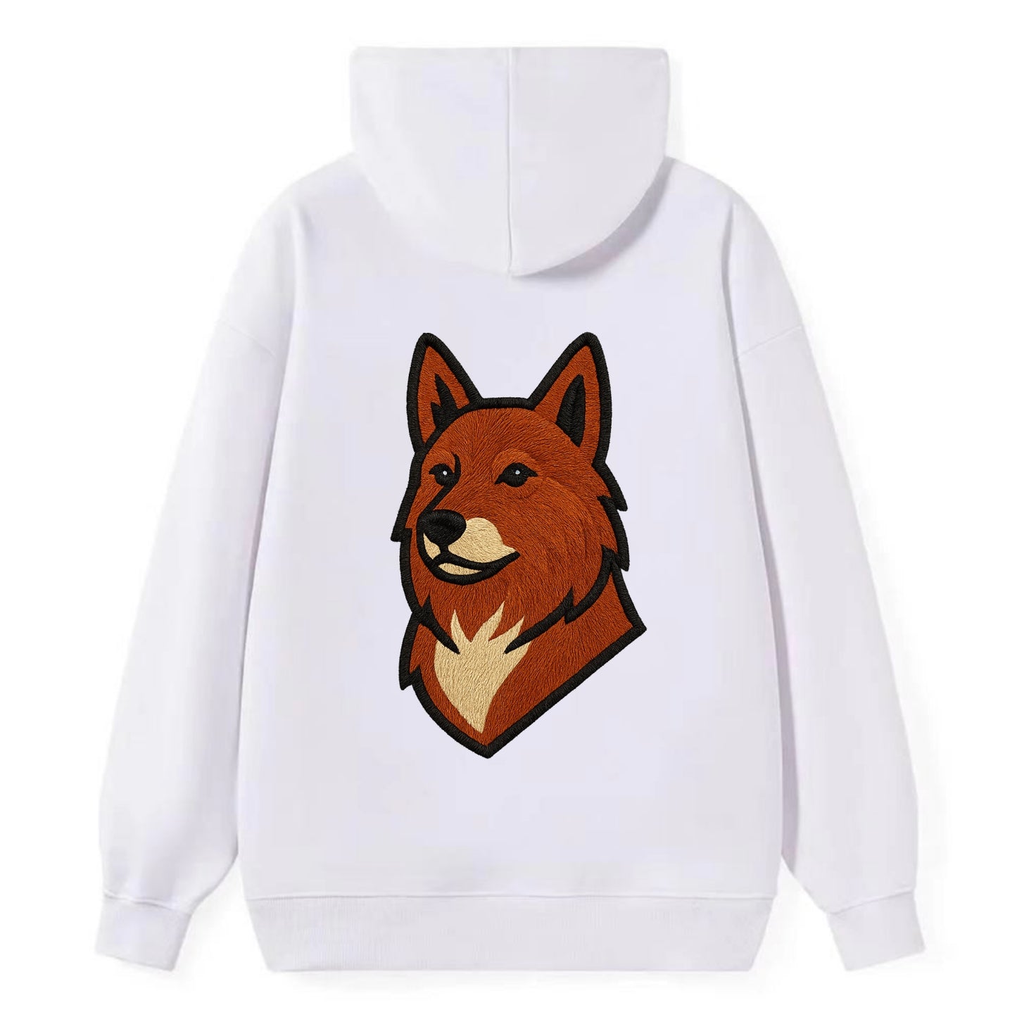 Finnish Spitz - Fox-red pointed ears embroidered pose - Classic Pullover Hoodie - White