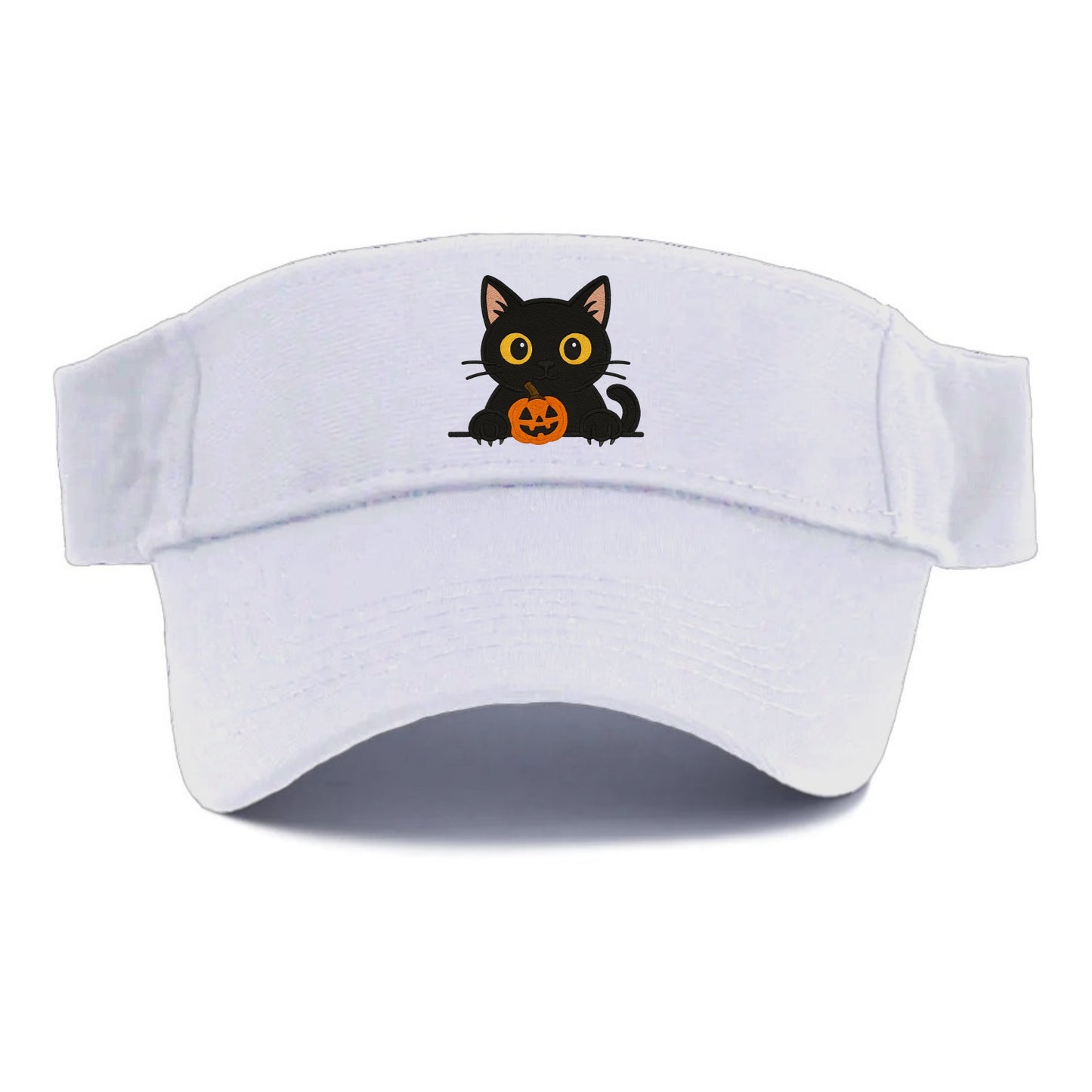 Midnight the black cat wearing round spectacles while studying the viewer. - Visor - White