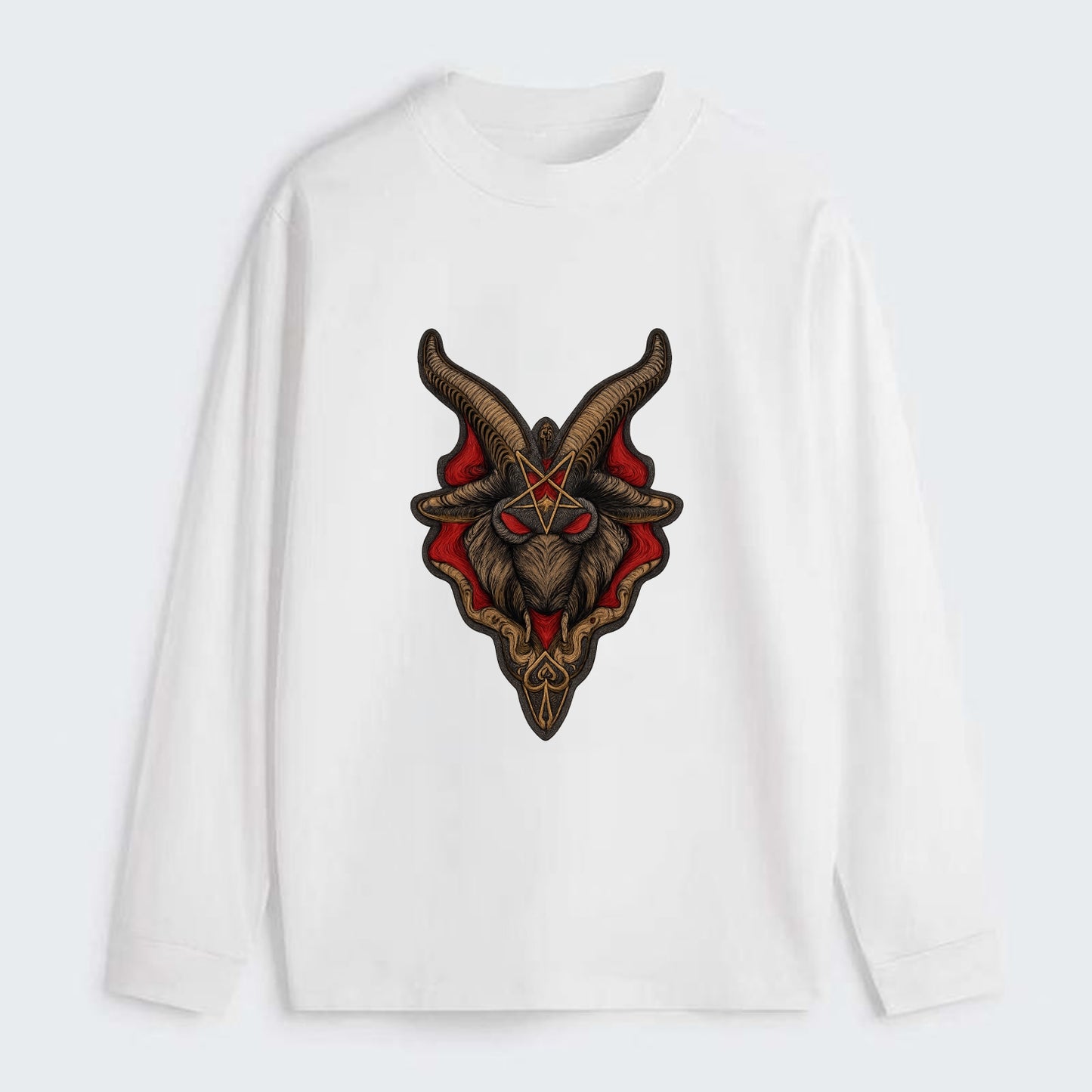 BAPHOMET HEAD - goat head symbol in black and red , occult - Classic Long Sleeve Shirt - White