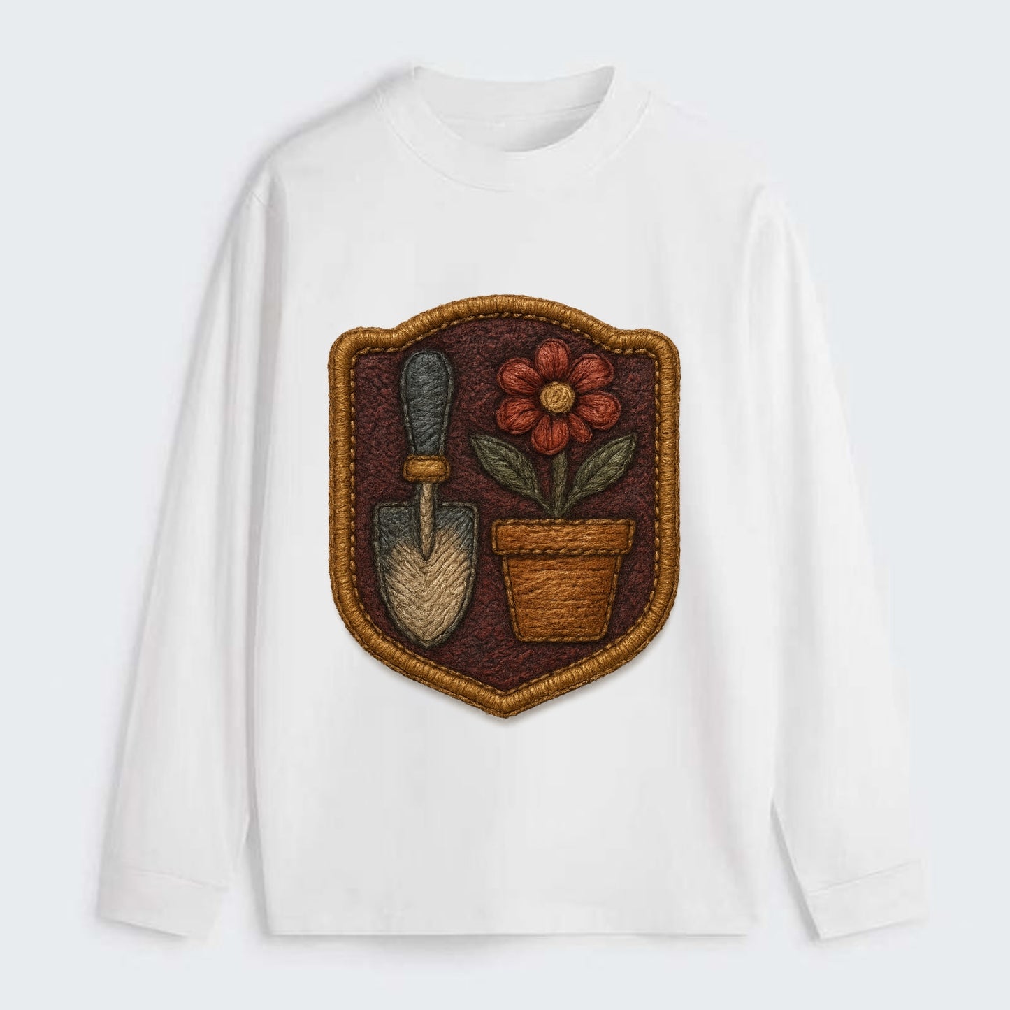 Garden trowel with flower pot - gardener badge - Classic Long Sleeve Shirt - White