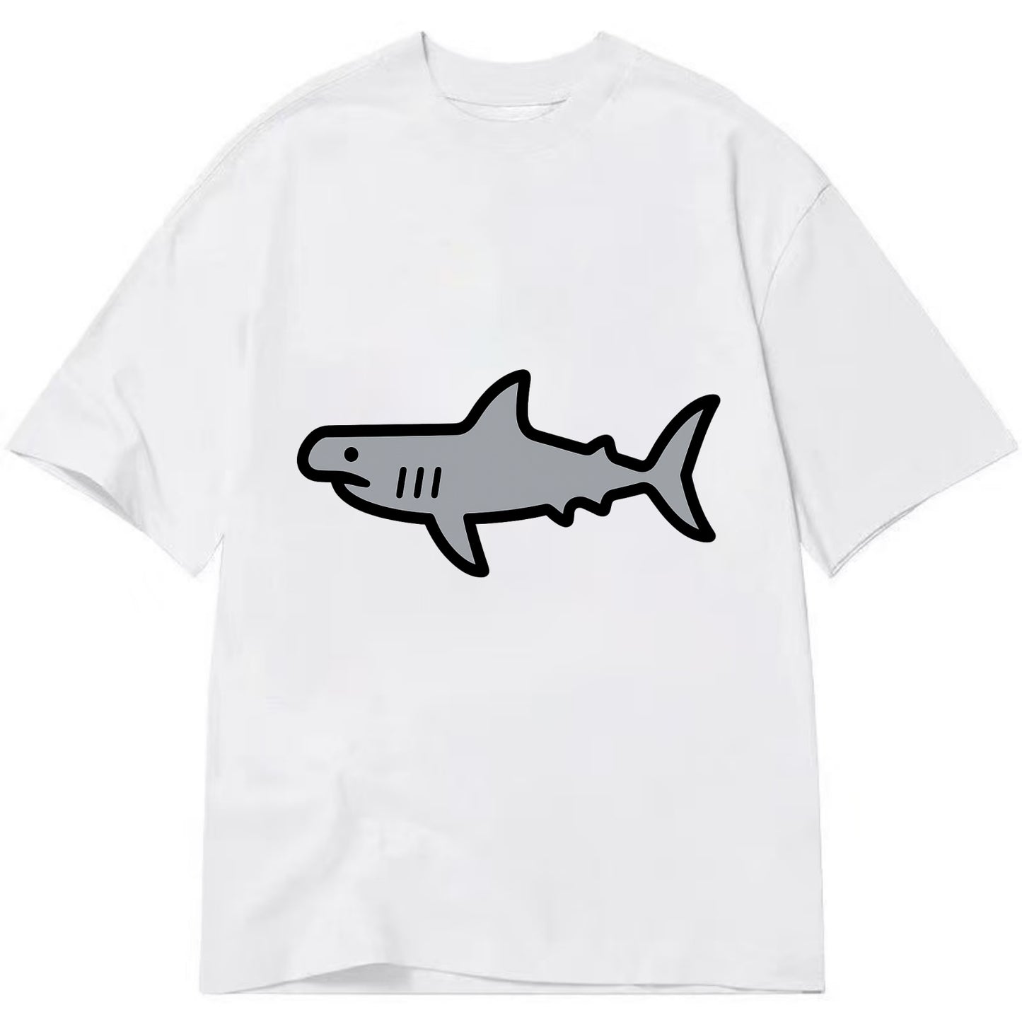 Hammerhead Shark - Gray distinctive head flat side profile - Classic T-shirt - White