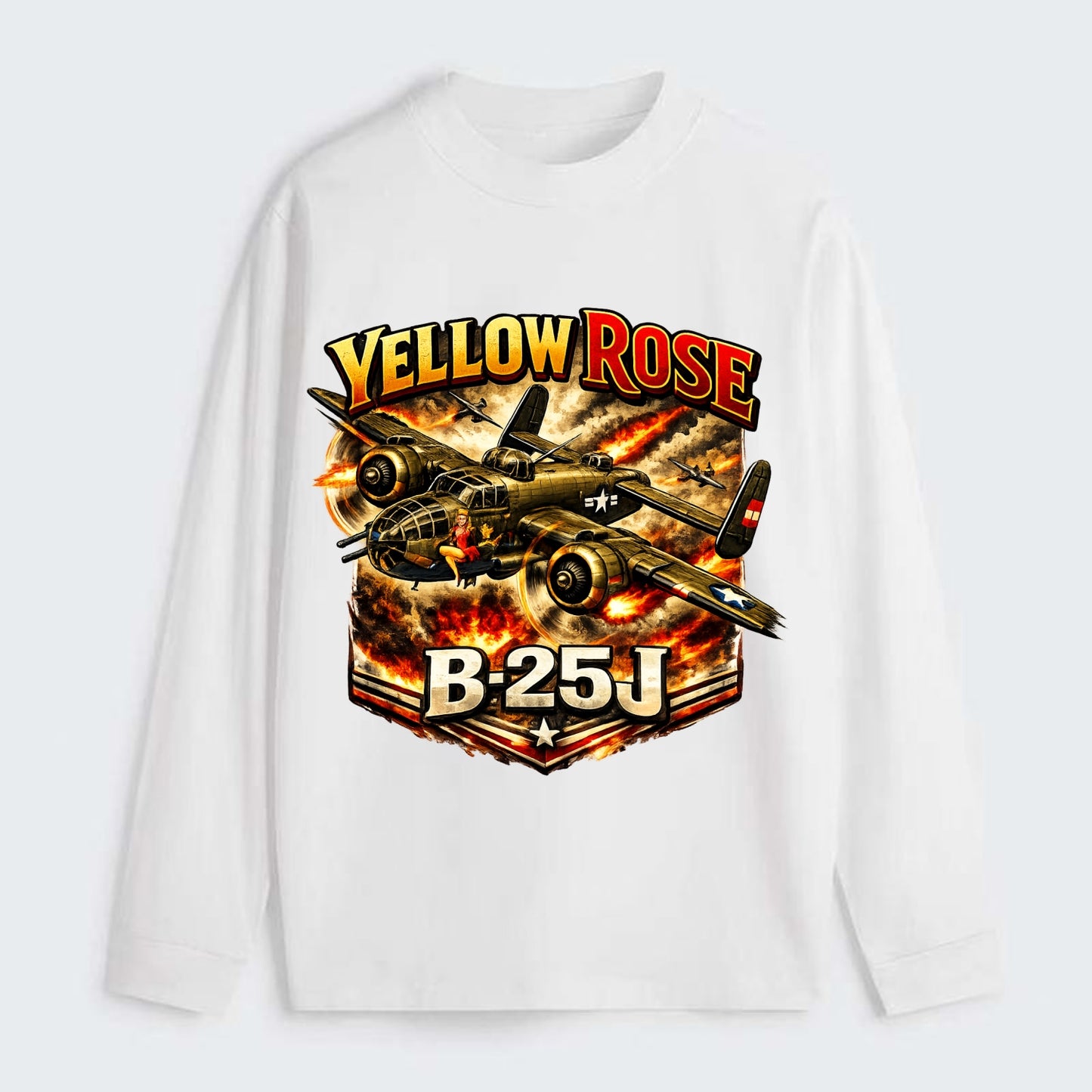 B 25j Yellow Rose - Classic Long Sleeve Shirt - White