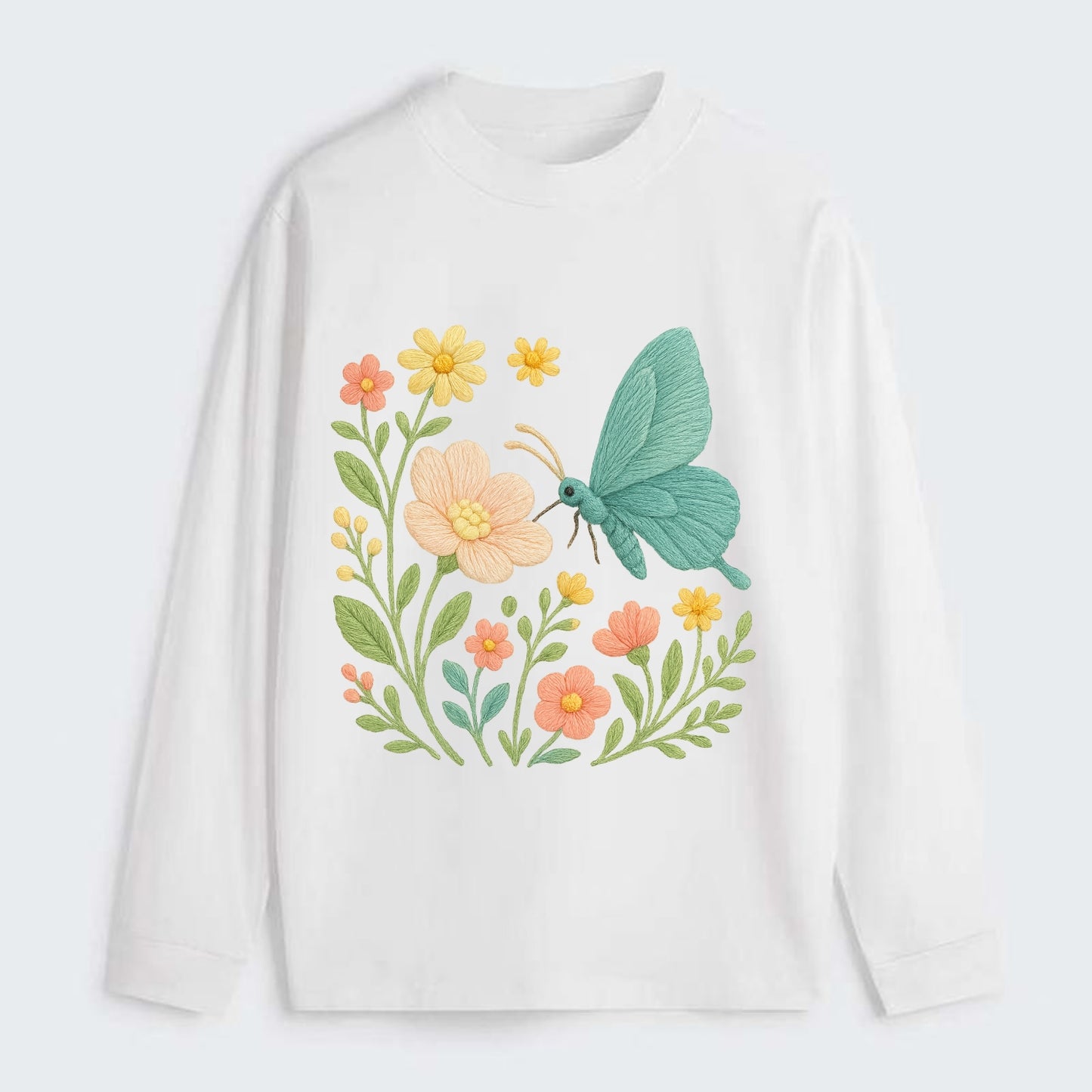 Mint Night Butterfly - Classic Long Sleeve Shirt - White