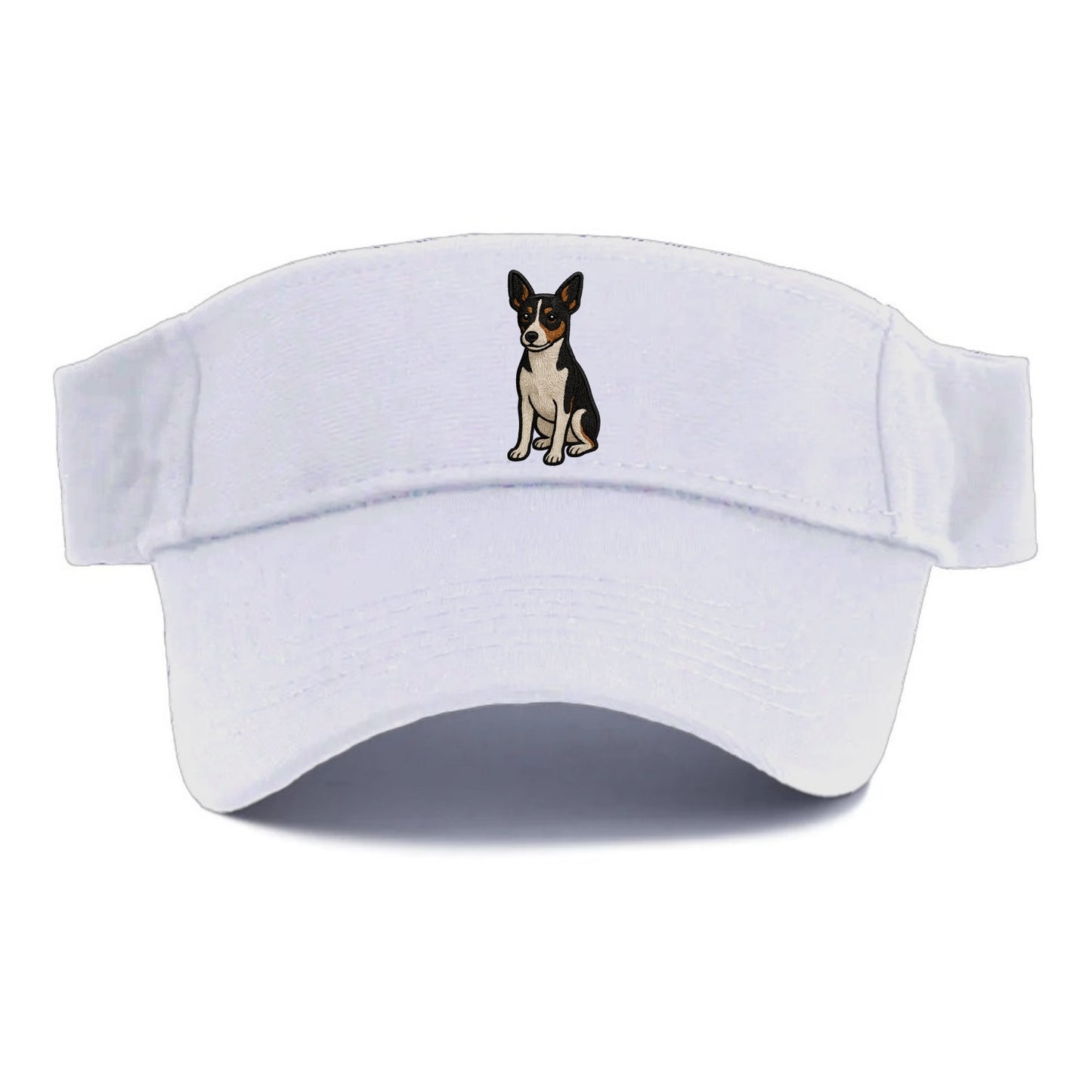Rat Terrier - Tri-color embroidered pose - Visor - White