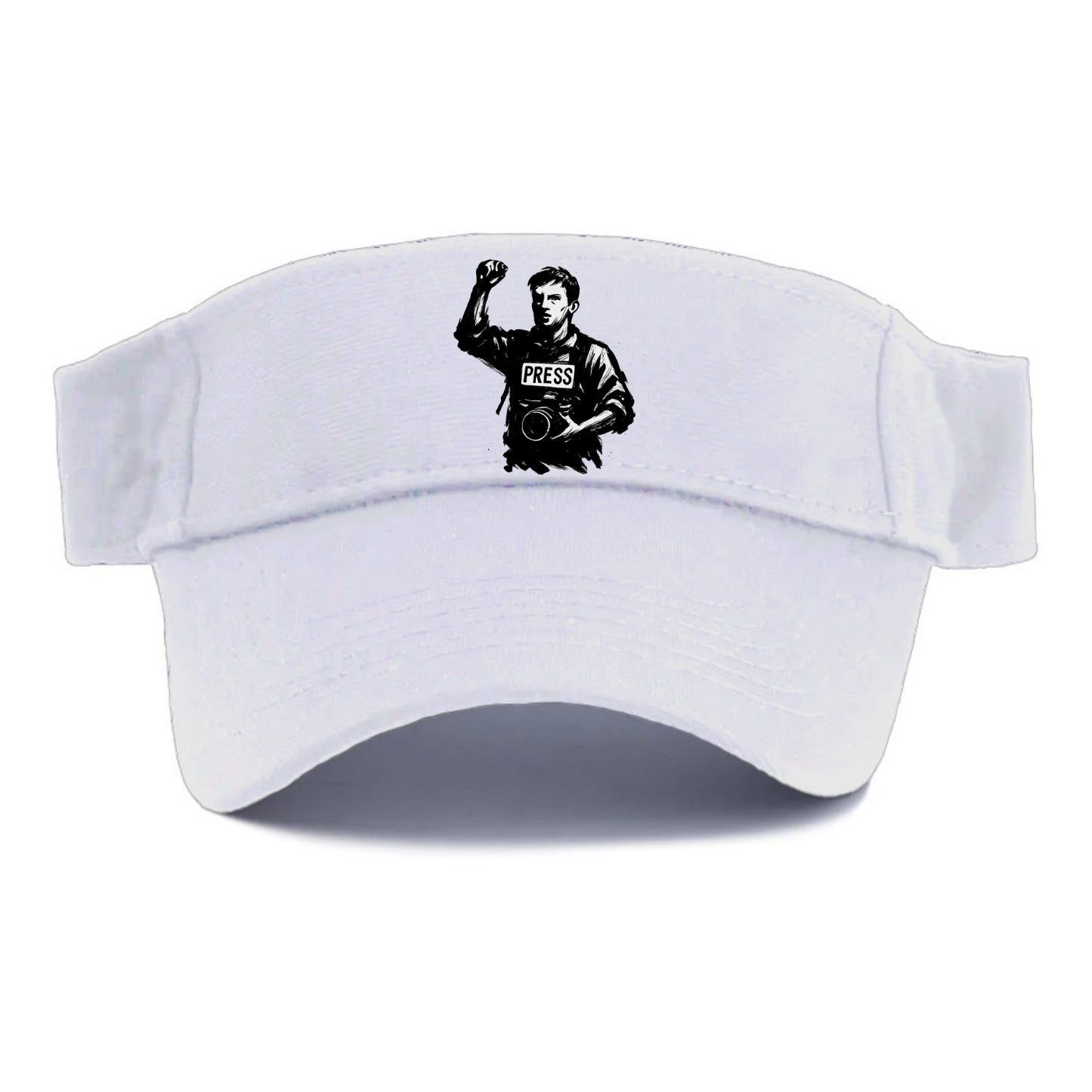 Journalist with camera - press freedom ink painting - Visor - White