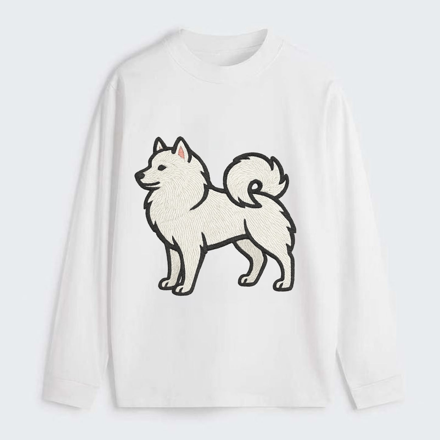 American Eskimo Dog - White spitz embroidered standing design - Classic Long Sleeve Shirt - White