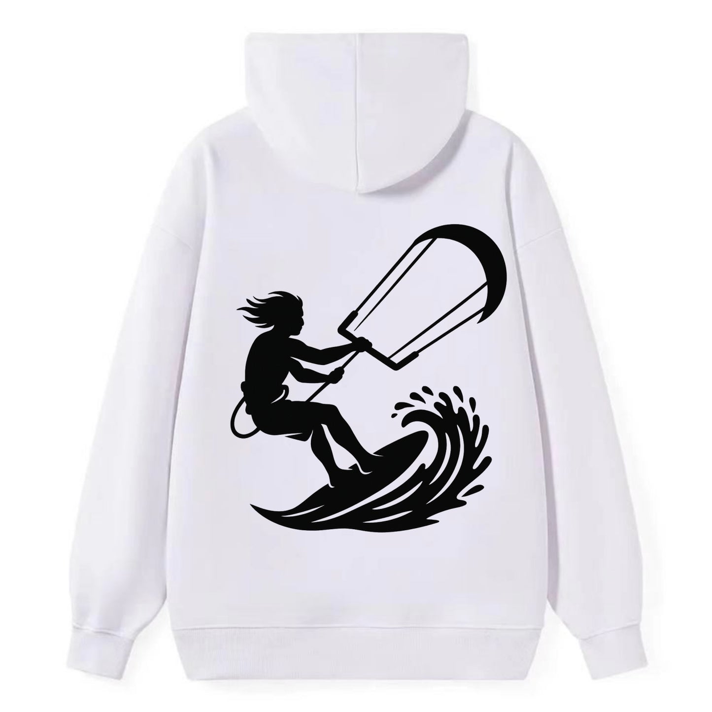 Kite surfer riding wave - Classic Pullover Hoodie - White