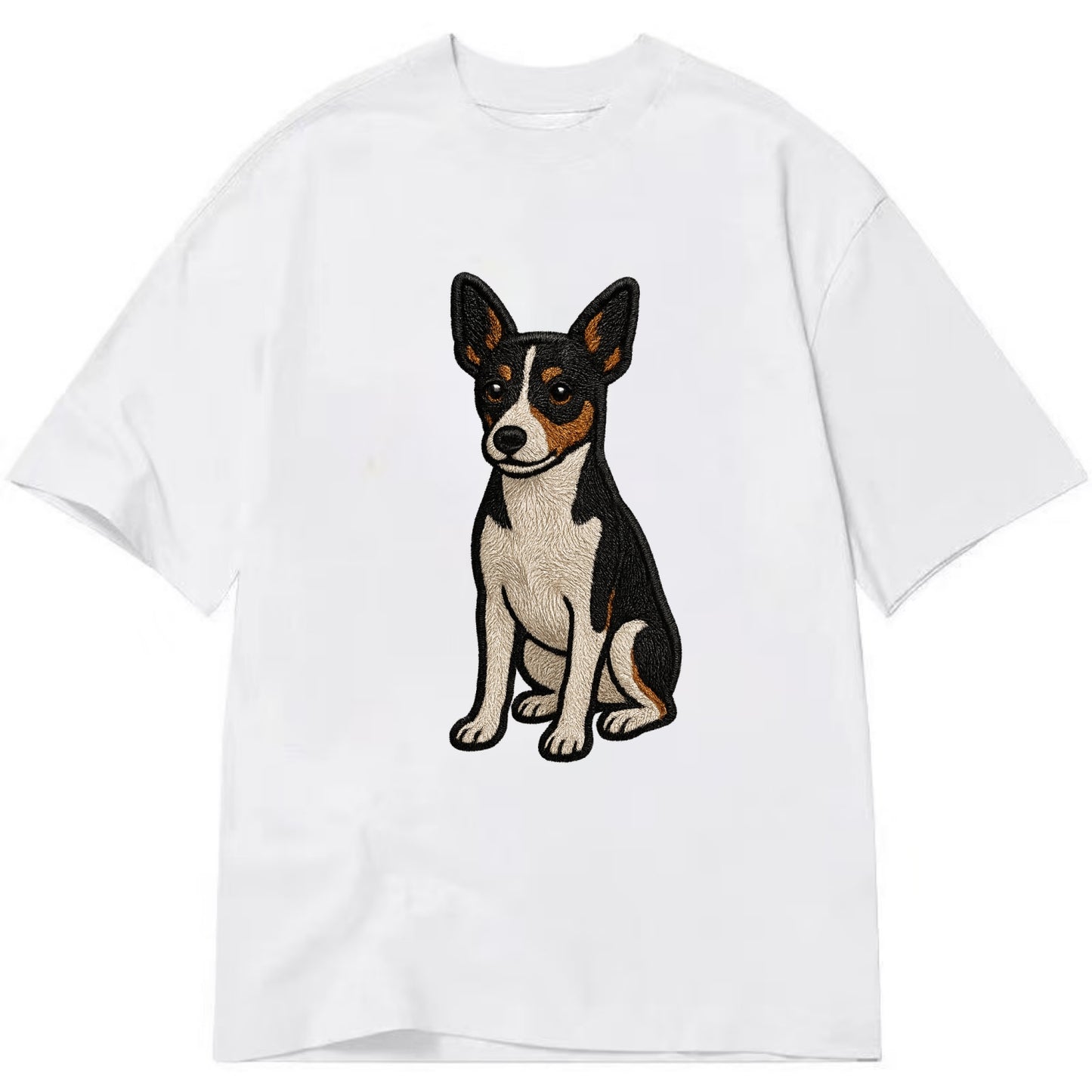 Rat Terrier - Tri-color embroidered pose Classic T-shirt - White