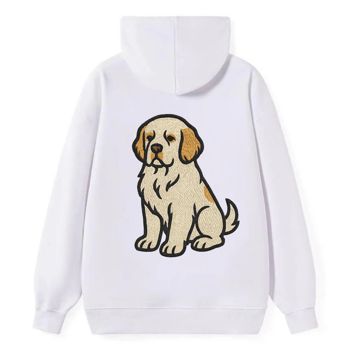 Clumber Spaniel - White with lemon markings embroidered pose - Classic Pullover Hoodie - White