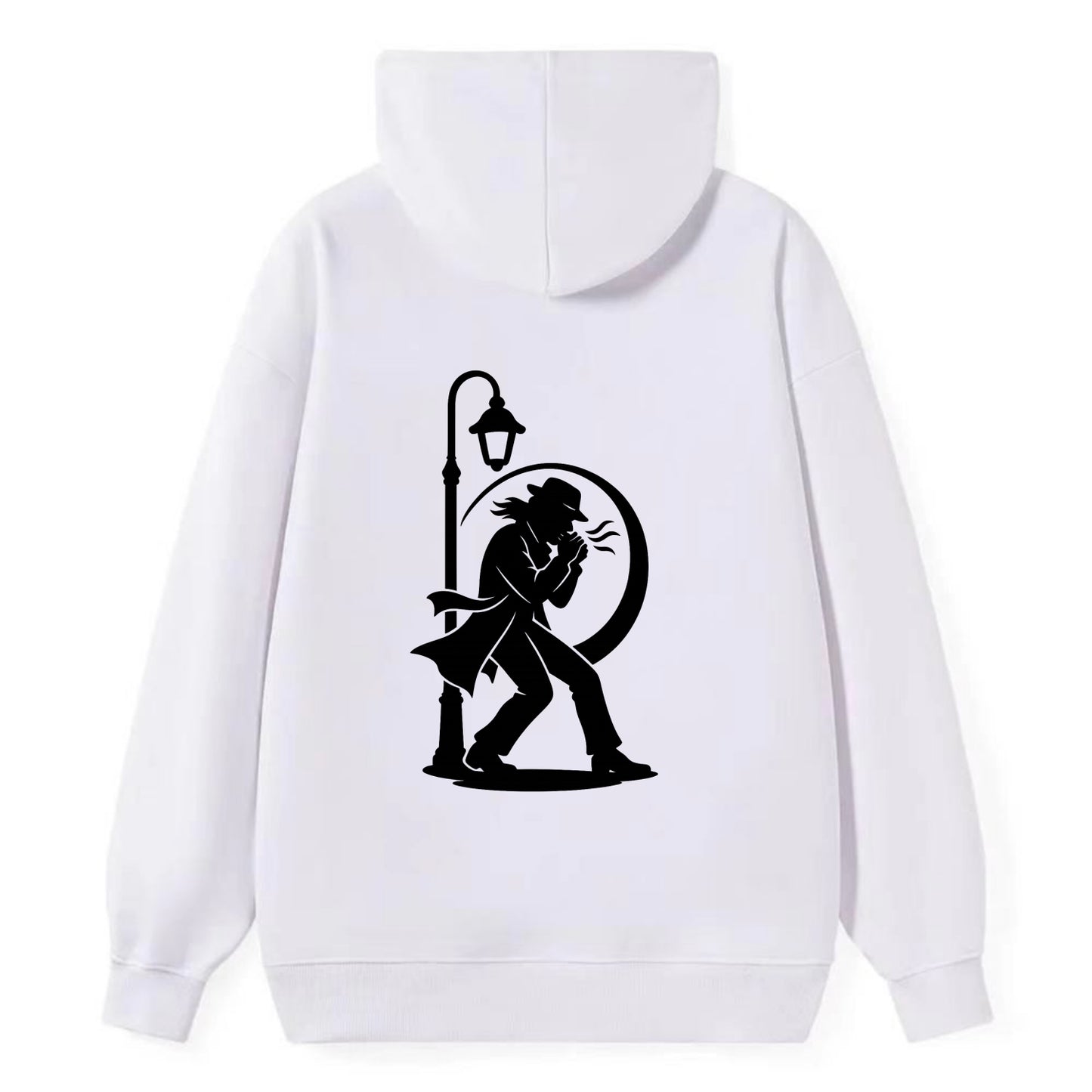 Blues harmonica player under streetlight - Classic Pullover Hoodie - White