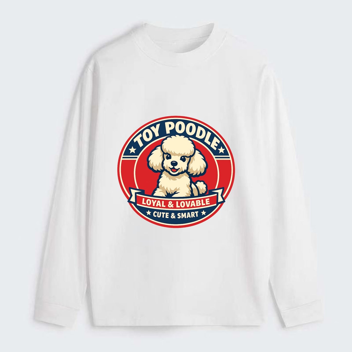Elegant Poodle Emblem - Classic Long Sleeve Shirt - White