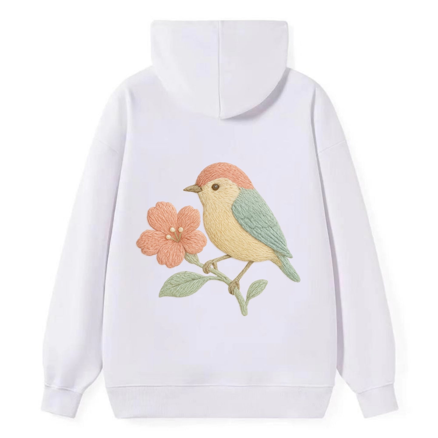 Peach Flowerpecker - Classic Pullover Hoodie - White