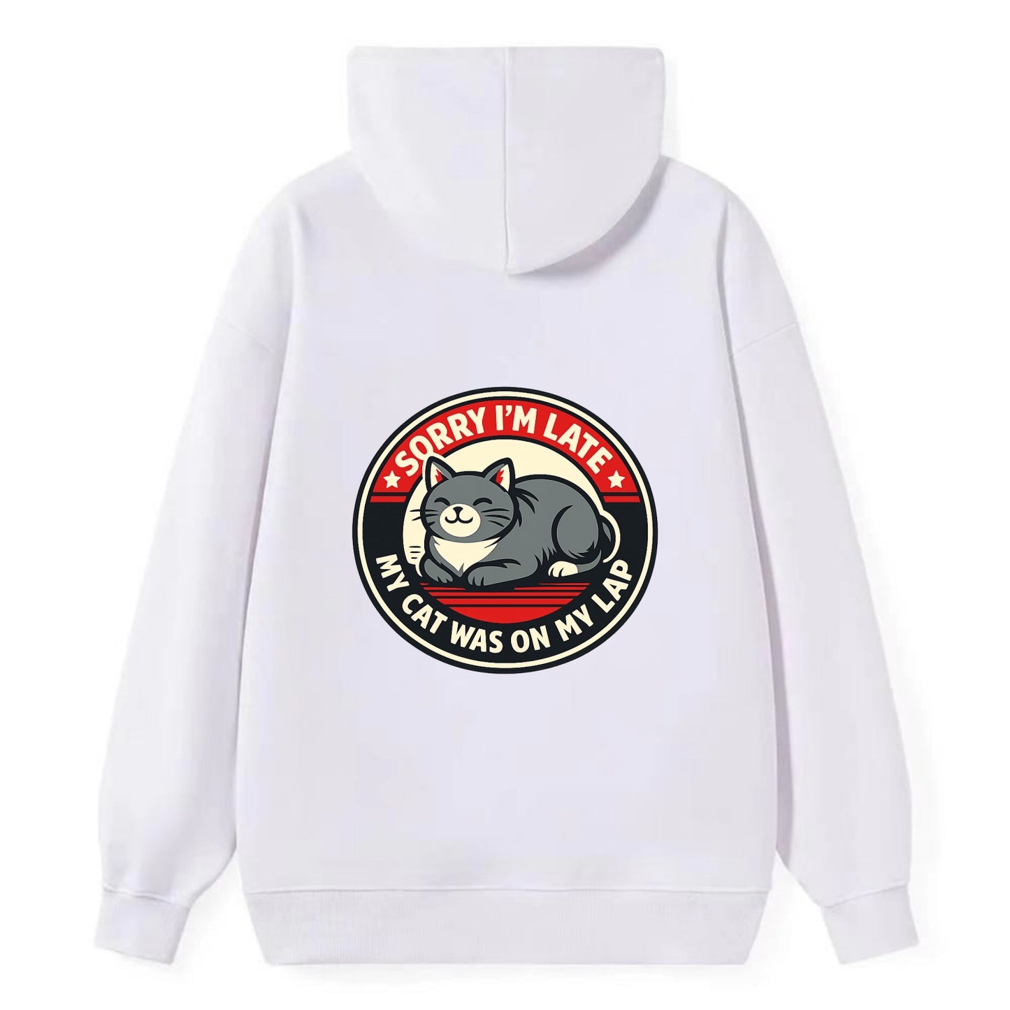 Charming Cat Loaf Excuse Emblem - Classic Pullover Hoodie - White