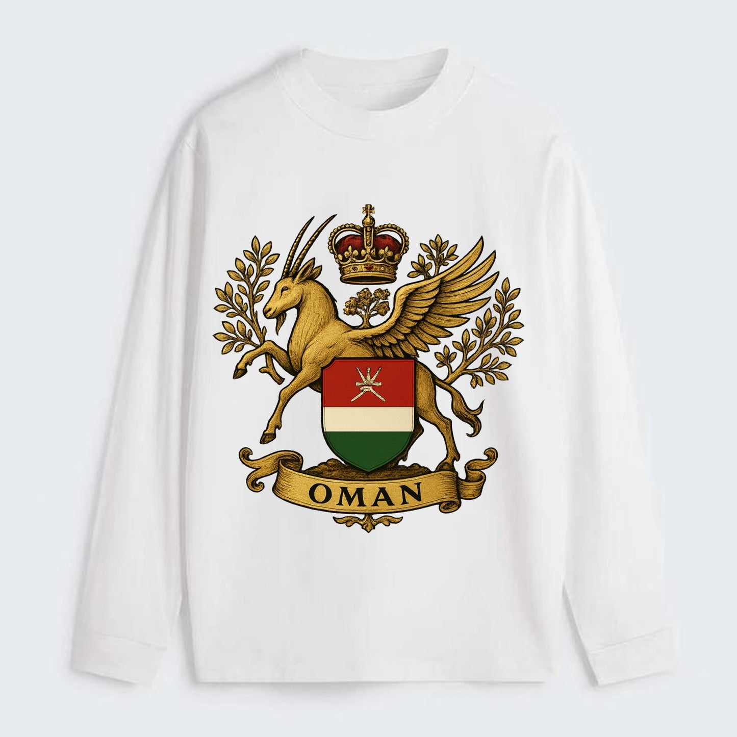 Oman Heritage Badge - Classic Long Sleeve Shirt - White