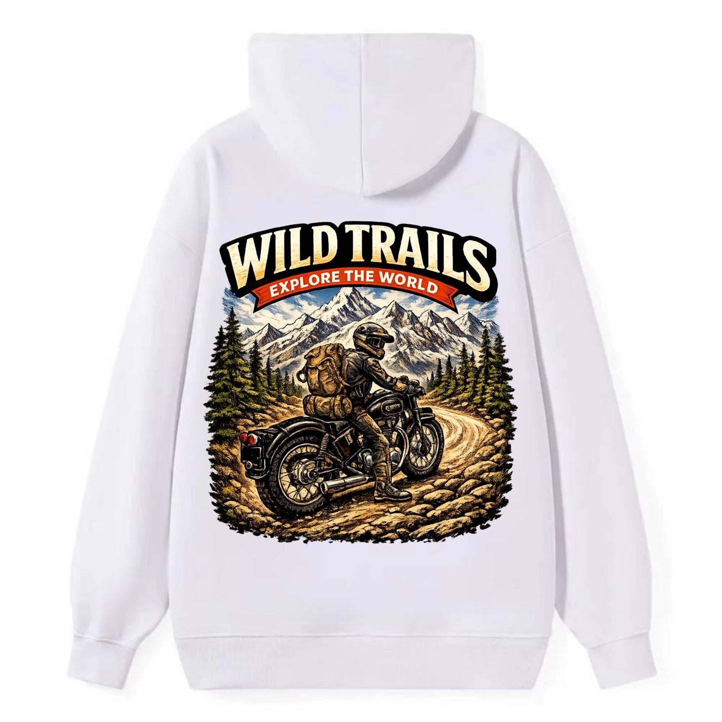 Wild Trails Explorer - Classic Pullover Hoodie - White