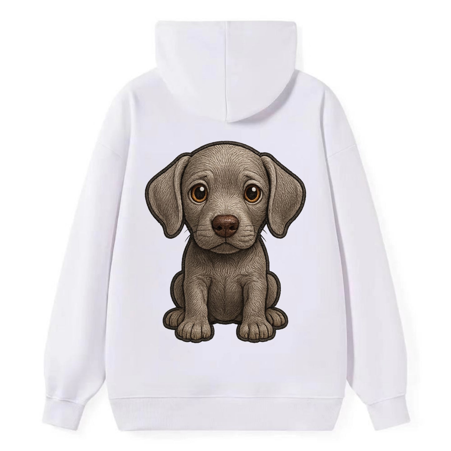 Baby Weimaraner Puppy - silver-gray coat, amber eyes, sleek body, - Classic Pullover Hoodie - White