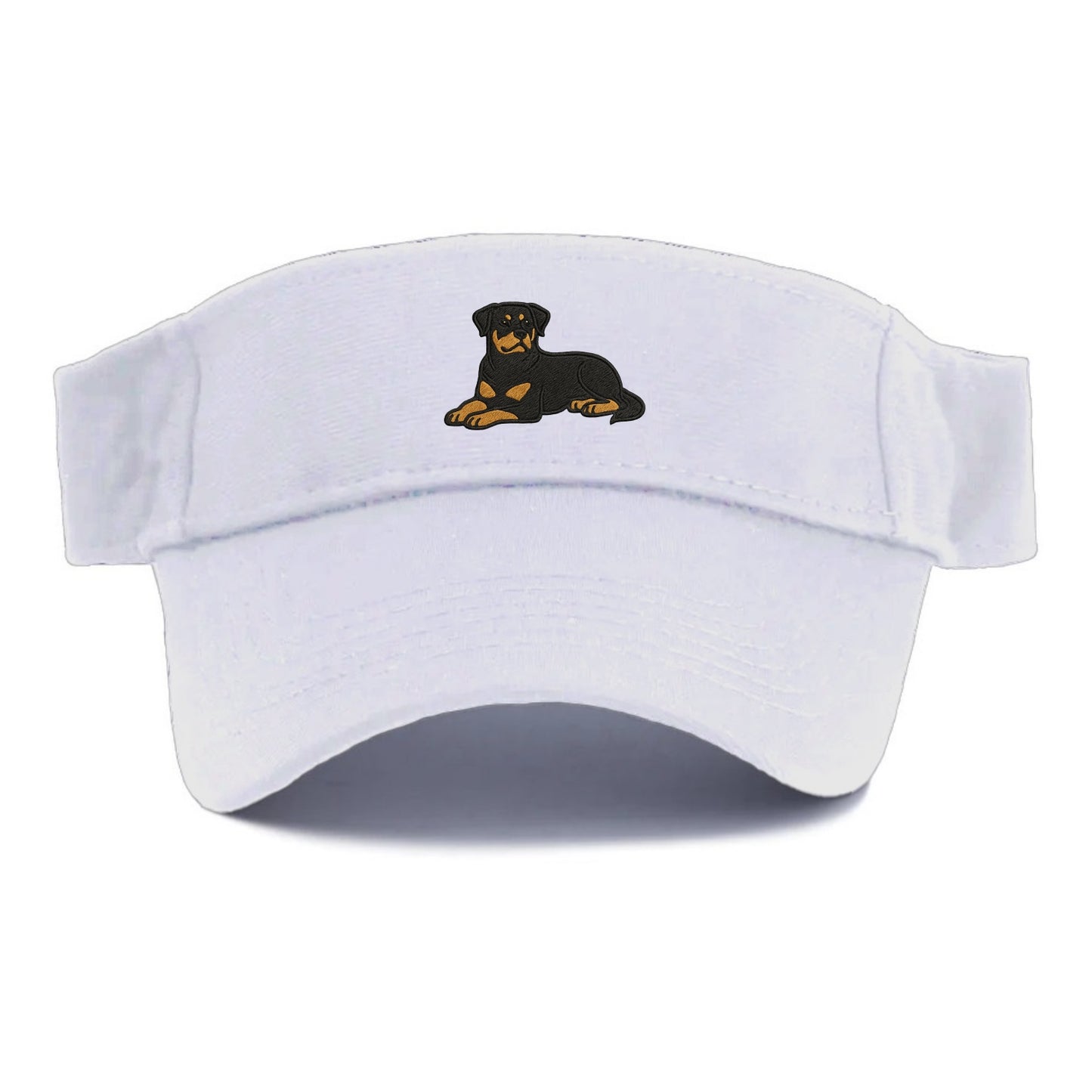 Rottweiler - Black and tan relaxed lying Visor - White