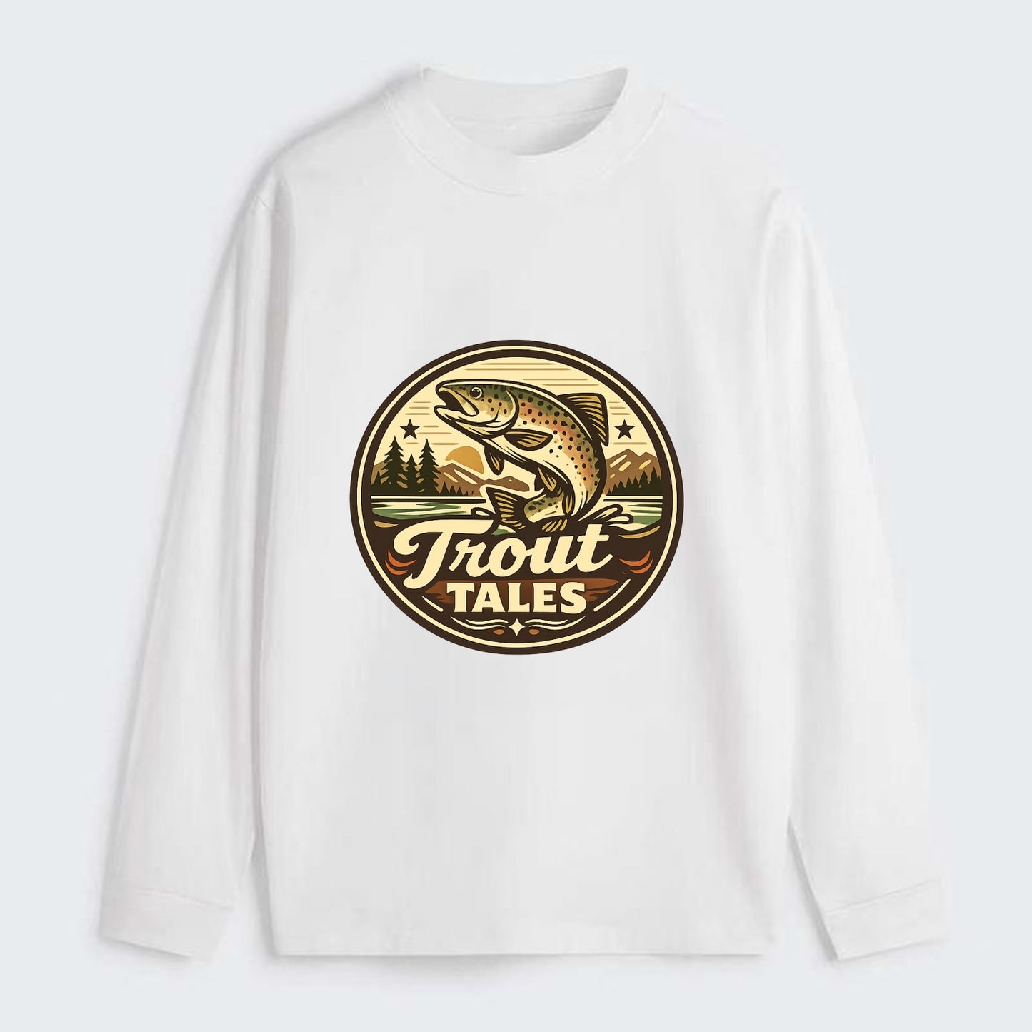 Trout Tales Adventure Emblem - Classic Long Sleeve Shirt - White
