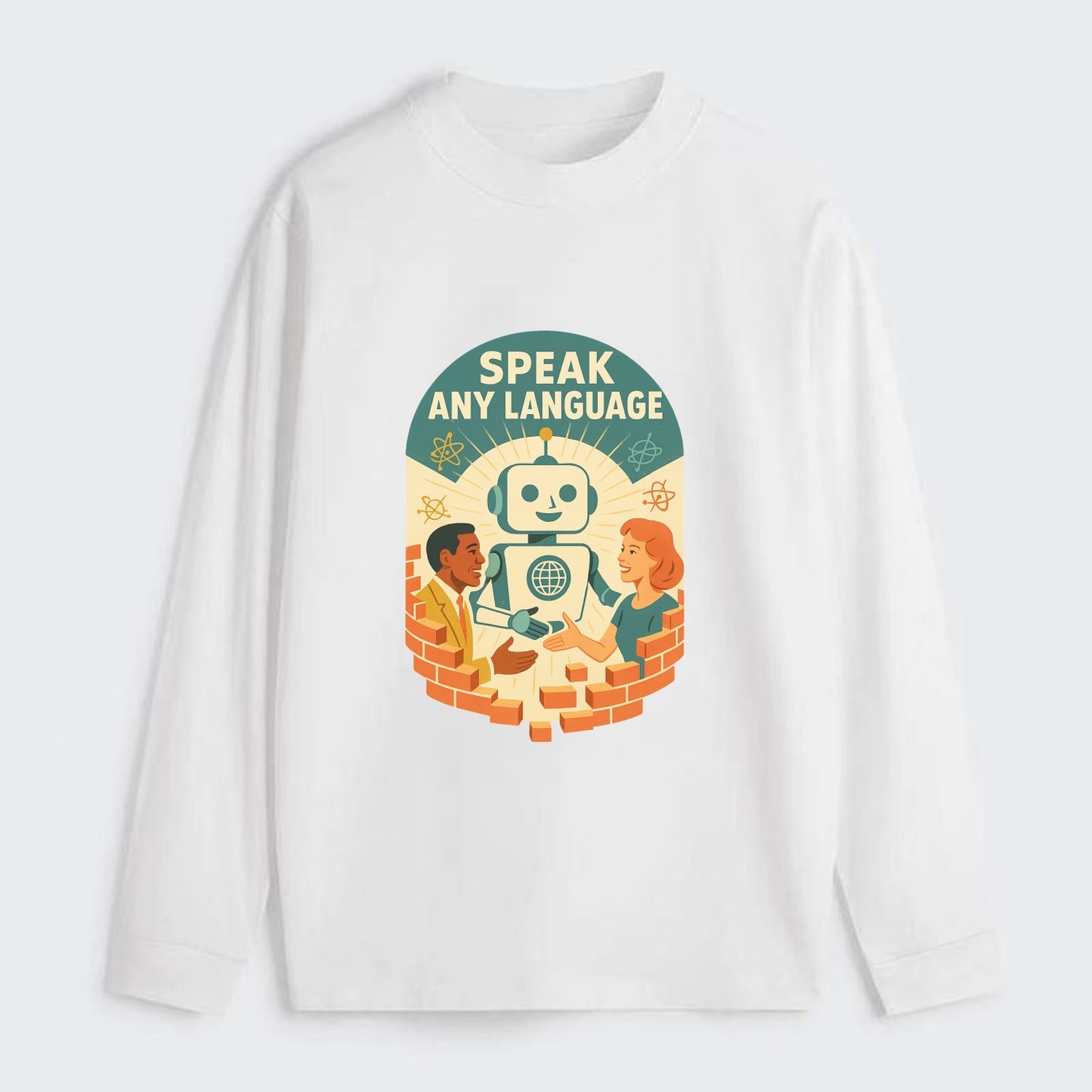 Language learning AI breaking down barriers - "Speak Any Language" - - Classic Long Sleeve Shirt - White