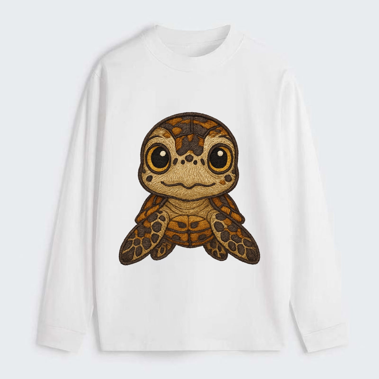 Baby Hawksbill Turtle - amber and brown shell pattern, curious golden - Classic Long Sleeve Shirt - White