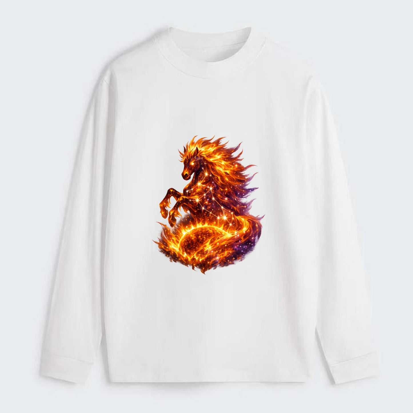 SOLAR FLARE | Horse emerging from the sun | Solar corona mane | Star - Classic Long Sleeve Shirt - White