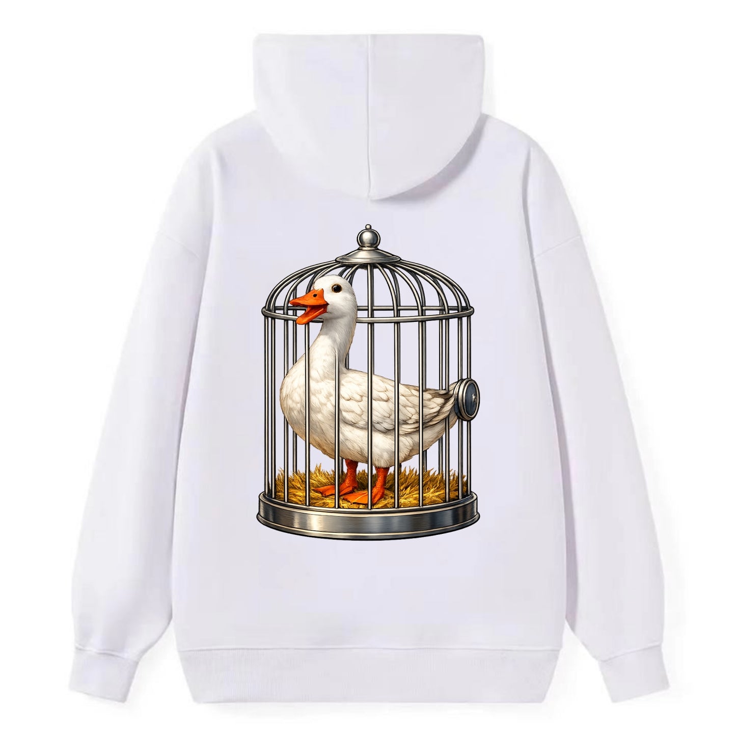 Duck In Cage - Classic Pullover Hoodie - White