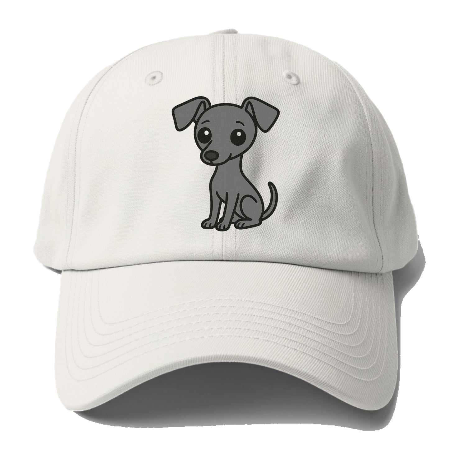 italian greyhound gray sitting pose with thin build portrait design Hat