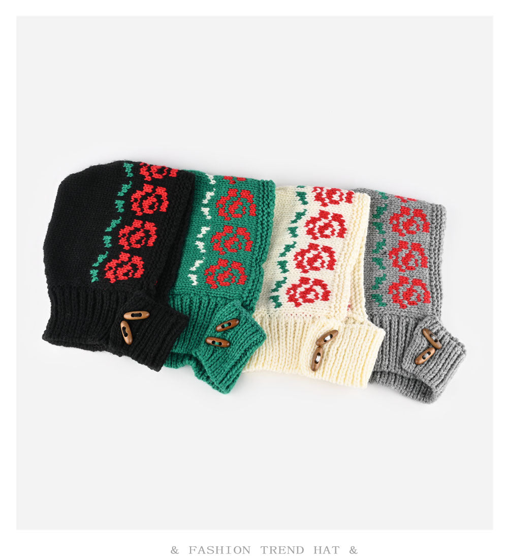 Floral Knit Balaclava Hat - Cozy Winter Warmth Additional Image 10