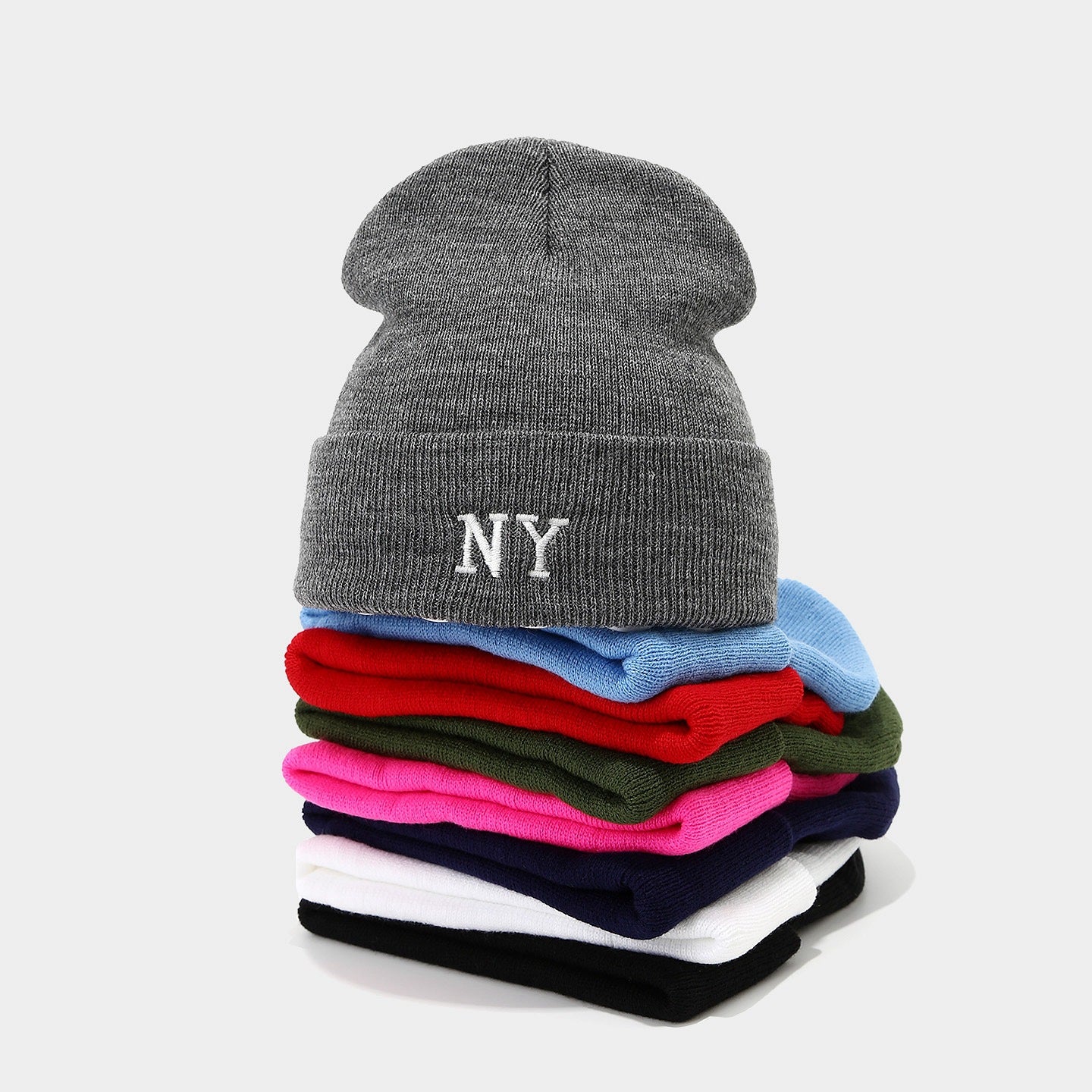 NY Embroidered Knit Beanie - Warm Winter Hat Additional Image 2