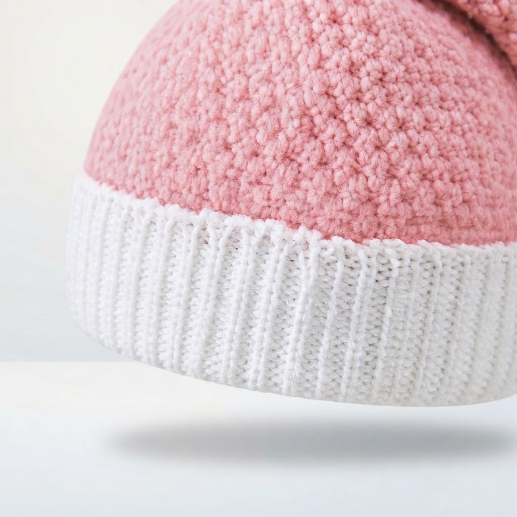 Cross-Border Knit Christmas Hat for Women – Autumn/Winter Warm Pineapple-Texture Pom-Pom Beanie, Holiday Costume Wool Hat for Men — close-up detail of material and stitching