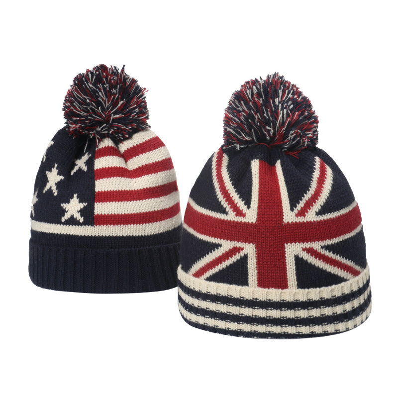 USA/UK Flag Knit Beanie - Cozy Wool Blend Hat Additional Image 4