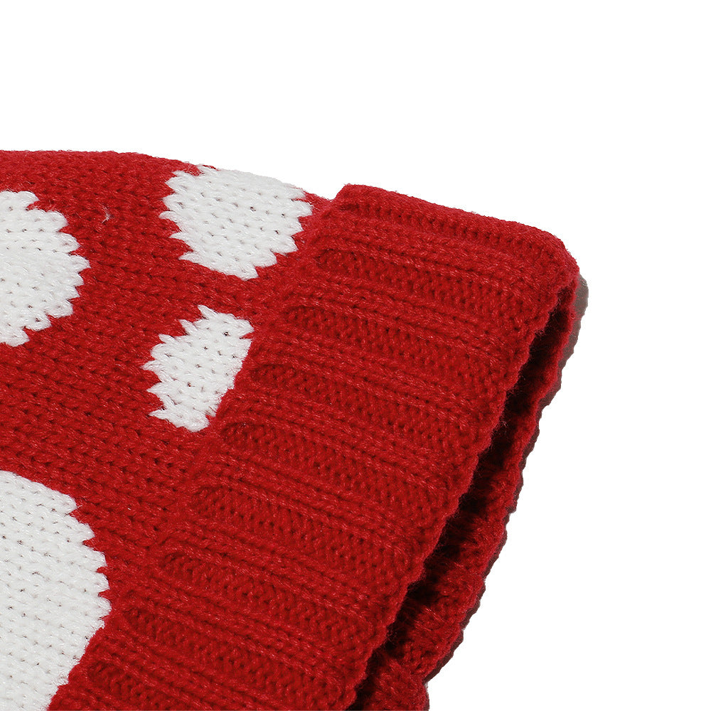 Festive Red Polka Dot Knit Hat Additional Image 5