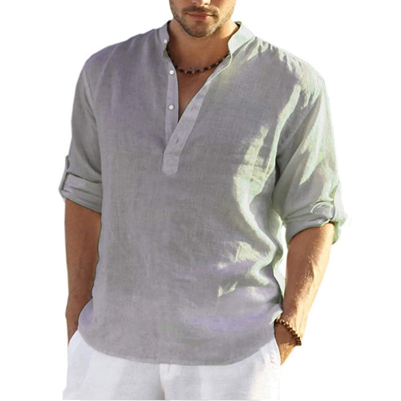 Men's Stand-Up Collar Casual Shirt - Spring/Summer Comfort Additional Image 6